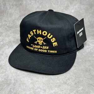 FASTHOUSE Black Skull BY LAND + SEA SNAPBACK Racing Team Skate Surf Baseball Hat